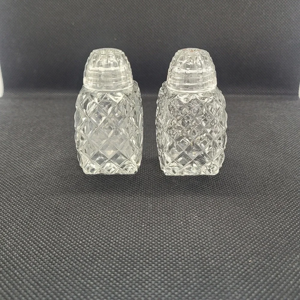VTG Bohemia Cut Glass Salt & Pepper Shakers Screw On Set 2